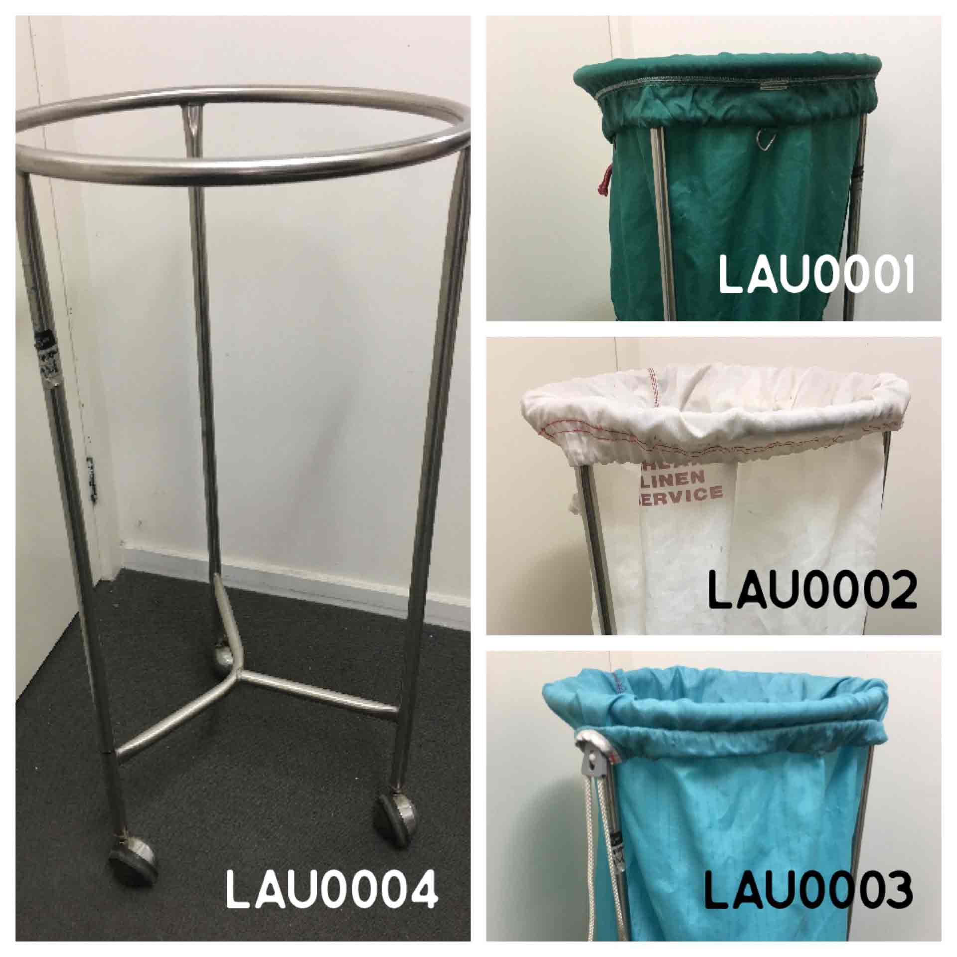 LAUNDRY TROLLEY, Stainless Steel (Optional Green, White or Aqua Blue Bag) 